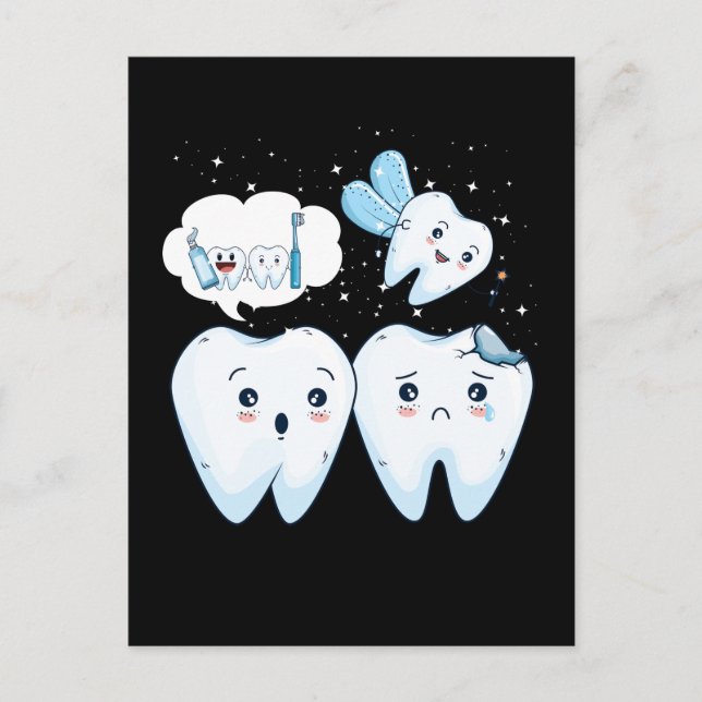 Dentist Happy Teeth Cute Fairy Dental Assistant Postcard (Front)