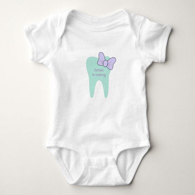Dentist in training baby one-piece baby bodysuit (Front)