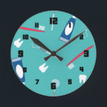 Dentist Instruments Seamless Pattern Round Clock<br><div class="desc">Numbered round wall clock with a charming dentist pattern.</div>