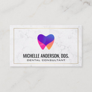 Dentist Logo Colourful Marble Business Card