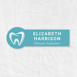 Dentist Logo Dental Office Teal Blue Name Tag
