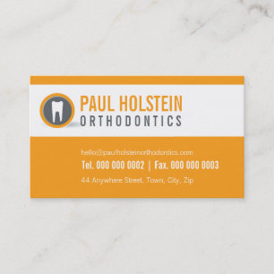 DENTIST LOGO modern dental tooth logo orange Business Card