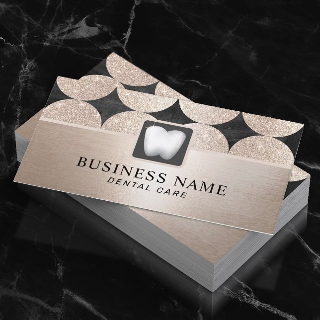 Dentist Luxury Geometric Gold Circles Dental Care Business Card (Creator Uploaded)