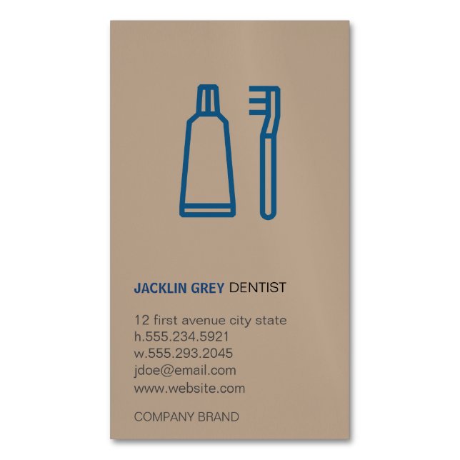 Dentist Magnetic Business Card (Front Vertical)