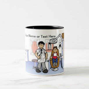Dentist - Male Cartoon by PrintedPerfection.com Two-Tone Coffee Mug