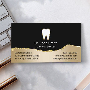 Dentist Modern Black & Gold Dental Appointment Card