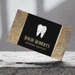 Dentist Modern Black & Gold Dental Care Business Card