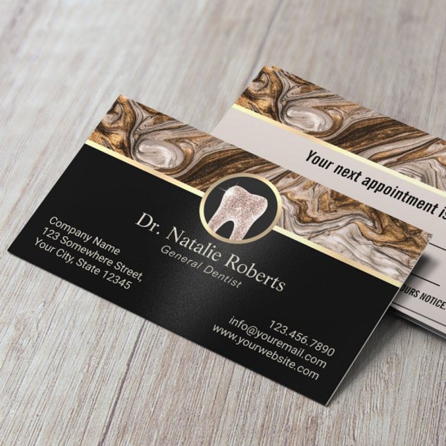Dentist Modern Copper Gold & Black Dental Office Appointment Card (Creator Uploaded)