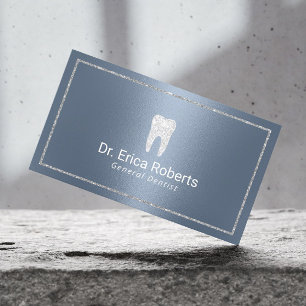 Dentist Modern Dusty Blue Dental Office Business Card