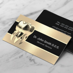 Dentist Modern Gold 3D Tooth Dental Care Business Card