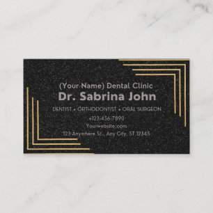 Dentist Modern Gold & Black Dental Office  Appointment Card