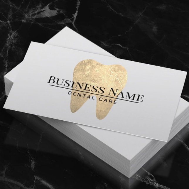 Dentist Modern Gold Tooth Dental Office Appointment Card (Creator Uploaded)