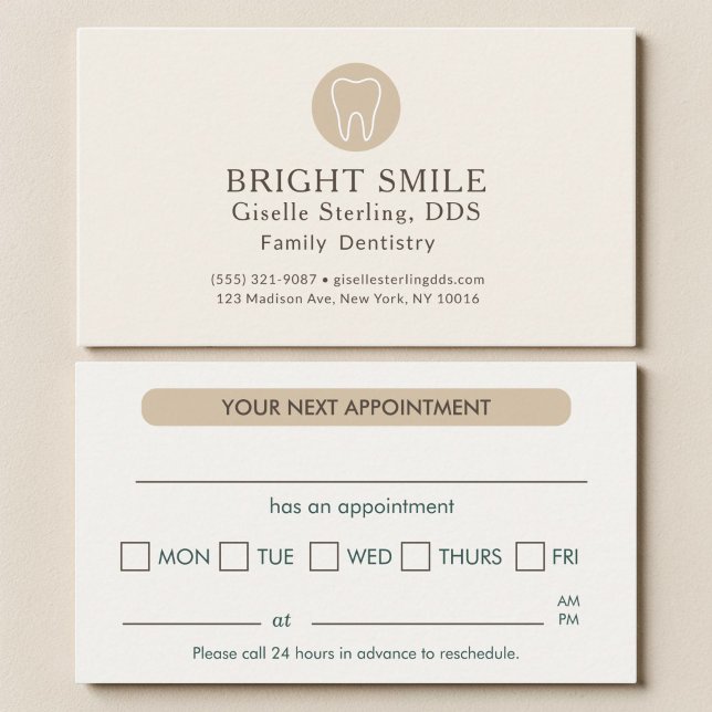 Dentist Modern Light Beige Appointment Card (Creator Uploaded)