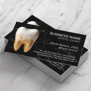 Dentist Modern Marble Gold Tooth Dental Care Appointment Card