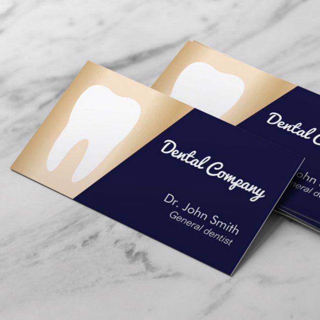 Dentist Modern Navy & Gold Dental Care Appointment Card (Creator Uploaded)