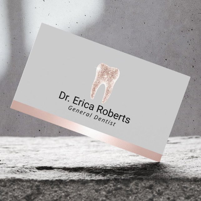Dentist Modern Rose Gold Border Dental Office Business Card (Creator Uploaded)