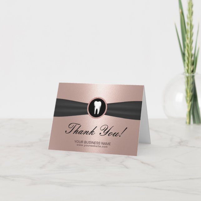 Dentist Modern Rose Gold Dental Office Thank You (Front)