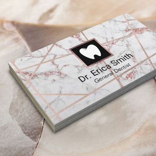Dentist Modern Rose Gold Marble Dental Care Business Card