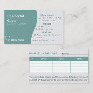 Dentist Modern Tooth Logo Dental Care Appointment Card