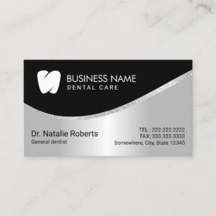 Dentist Modern Tooth Logo Silver Dental Care Appointment Card