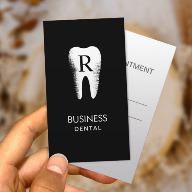 Dentist Monogram Initial Tooth Dental Appointment Card (Creator Uploaded)