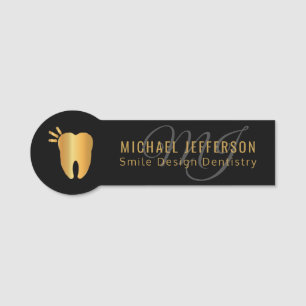 Dentist Office  - Black and Gold Name Tag