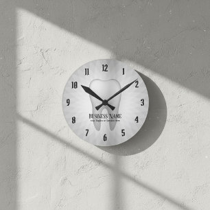 Dentist Office Dental Care Modern White Tooth Round Clock