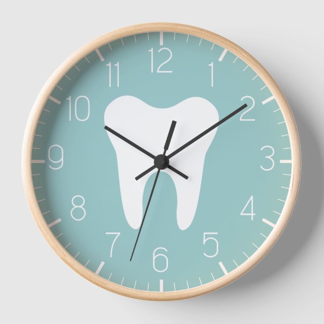 Dentist Office Dental White Tooth Clock  (Front)