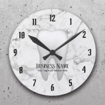 Dentist Office Dental White Tooth Modern Marble Round Clock<br><div class="desc">Dentist Office Dental Care Modern White Marble Clocks.</div>