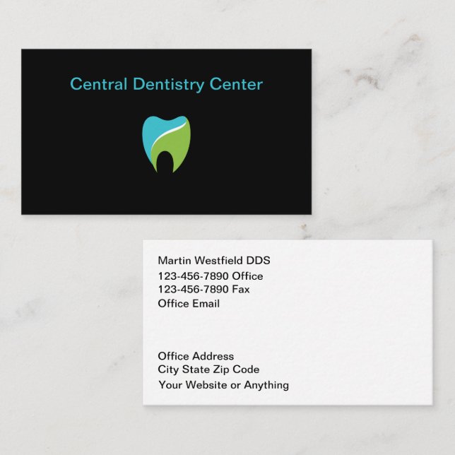 Dentist Office Modern Tooth Graphic Business Card (Front/Back)
