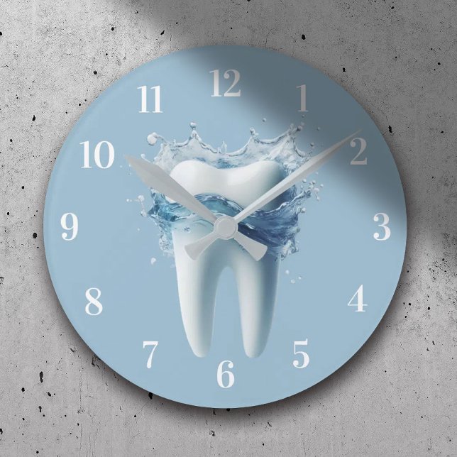 Dentist Office Modern Tooth & Water Dental Care Round Clock (Creator Uploaded)