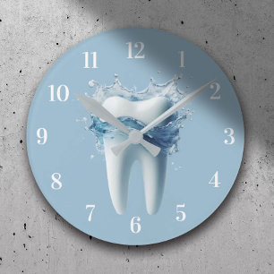 Dentist Office Modern Tooth & Water Dental Care Round Clock