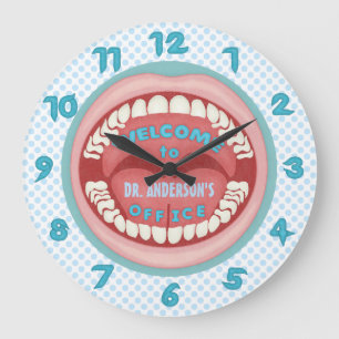 Dentist Office Novelty Personalised Teeth Dental Large Clock
