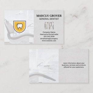 Dentist Office   Tooth Icon   Dental Tools Business Card