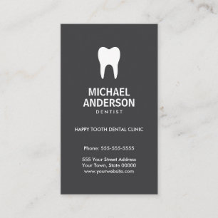 Dentist or dental assistant - modern, dark grey business card