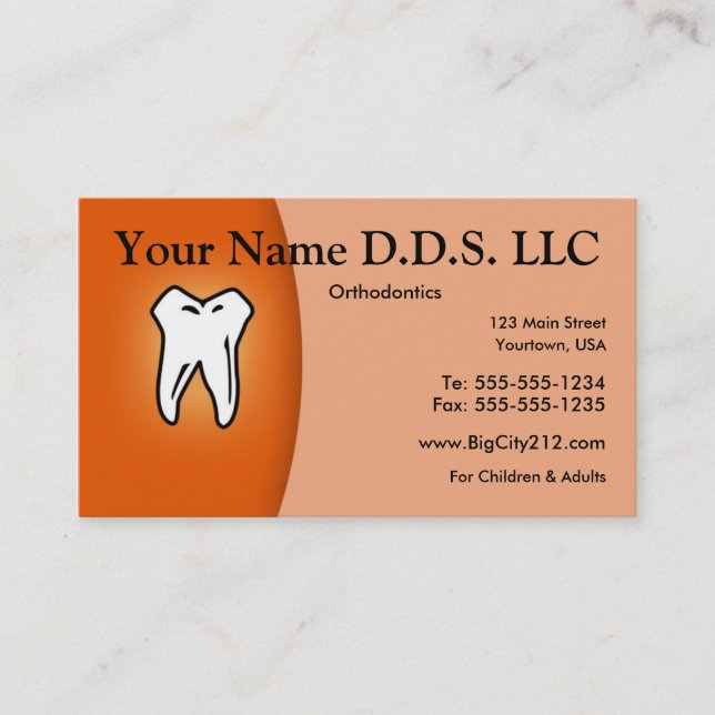 Dentist Orthodontics customisable business card (Front)