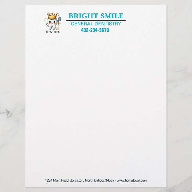 Dentist Practice Custom Letterhead (Front)