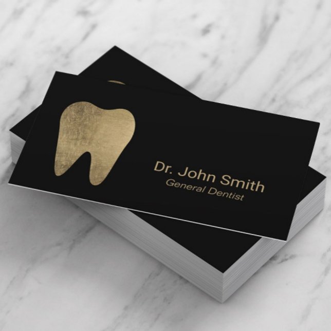 Dentist Professional Black & Gold Dental Care Business Card (Creator Uploaded)