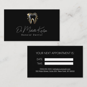 Dentist Professional Dental Appointment Black Gold Business Card