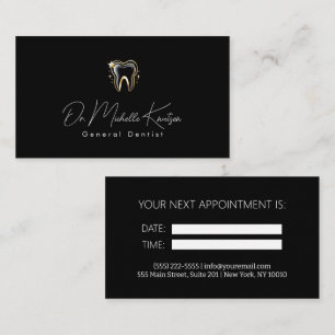 Dentist Professional Dental Appointment Black Gold Business Card