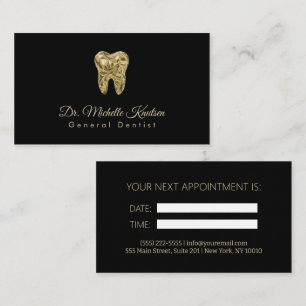 Dentist Professional Dental Appointment Black Gold Business Card
