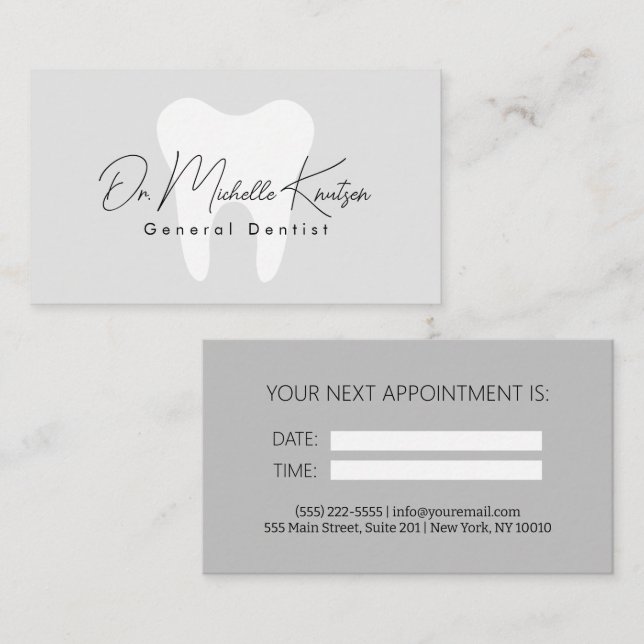 Dentist Professional Dental Appointment Business Card (Front/Back)