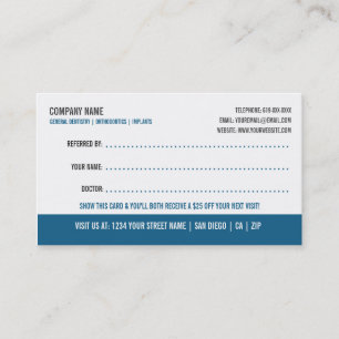 Dentist Referral Business Card
