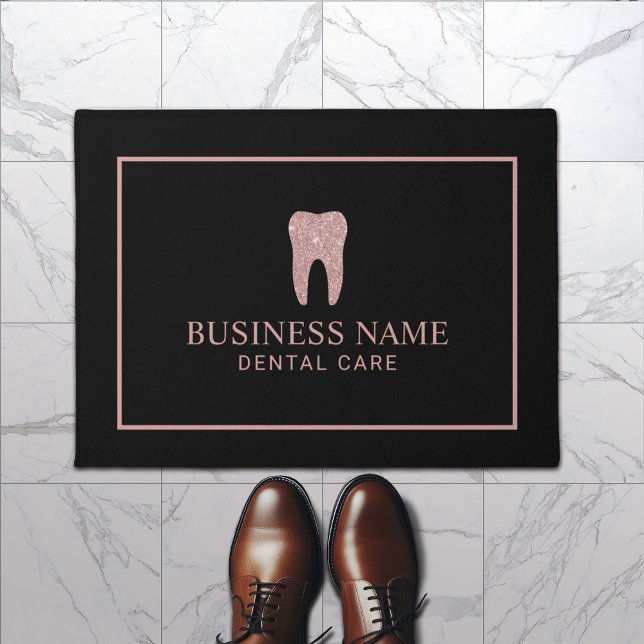 Dentist Rose Gold Tooth Modern Dental Office Doormat (Creator Uploaded)
