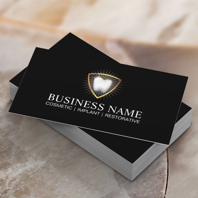 Dentist Royal Tooth Logo Modern Gold Dental Care Business Card (Creator Uploaded)