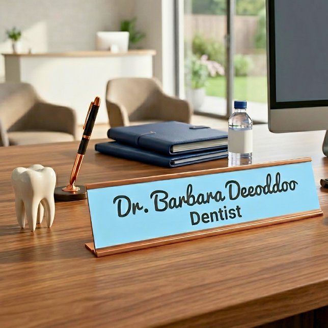 Dentist Script Minimalist Blue Name Plate (Creator Uploaded)