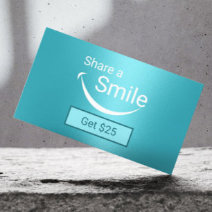 Dentist Share a Smile Turquoise Dental Referral Card