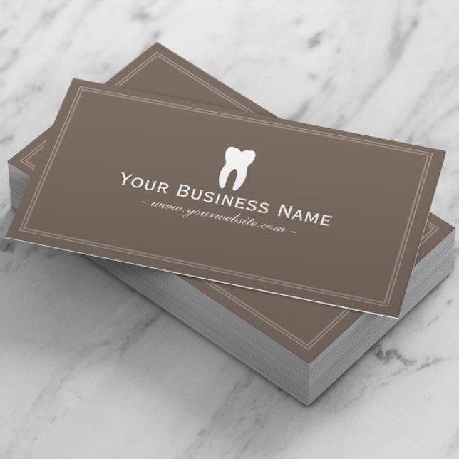 Dentist Simple Plain Brown Dental Business Card (Creator Uploaded)
