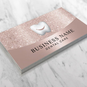 Dentist Smile Tooth Modern Rose Gold Dental Care Business Card
