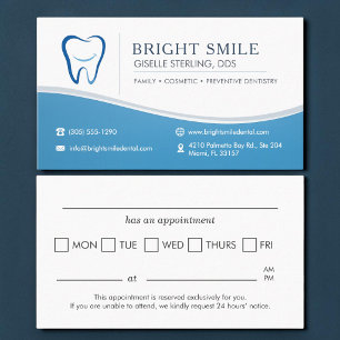 Dentist Smile Tooth Office Appointment Reminder Business Card